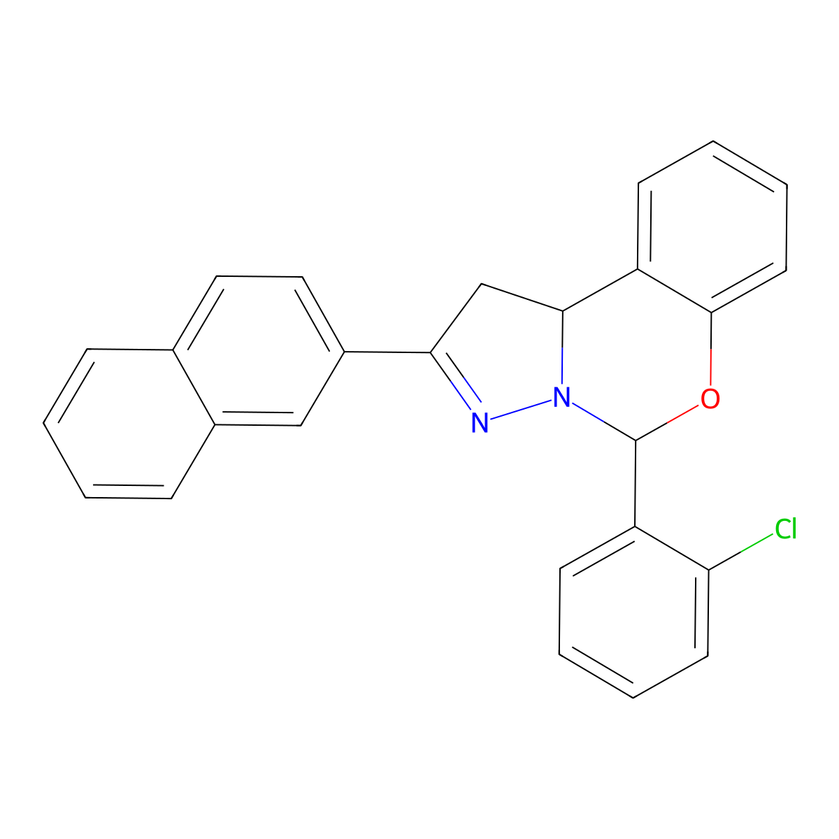 5-(2-Chlorophenyl)-2-(2-naphthyl)-1,10B-dihydropyrazolo(1,5-C)(1,3)benzoxazine molecular structure, CAS 303104-43-0