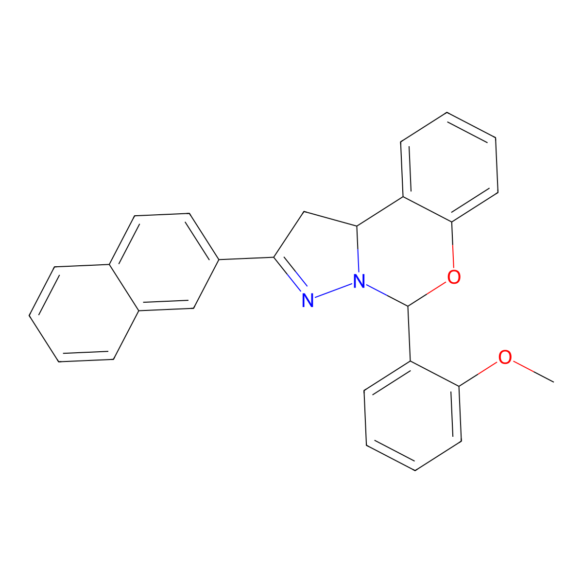 5-(2-Methoxyphenyl)-2-(2-naphthyl)-1,10B-dihydropyrazolo(1,5-C)(1,3)benzoxazine molecular structure, CAS 303104-47-4