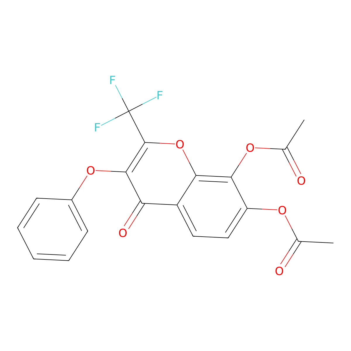 7-(acetyloxy)-4-oxo-3-phenoxy-2-(trifluoromethyl)-4H-chromen-8-yl acetate molecular structure, CAS 303104-79-2