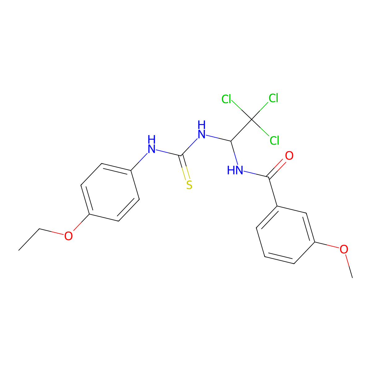 3-Meo-N-(2,2,2-trichloro-1-(((4-ethoxyanilino)carbothioyl)amino)ethyl)benzamide molecular structure, CAS 303106-71-0