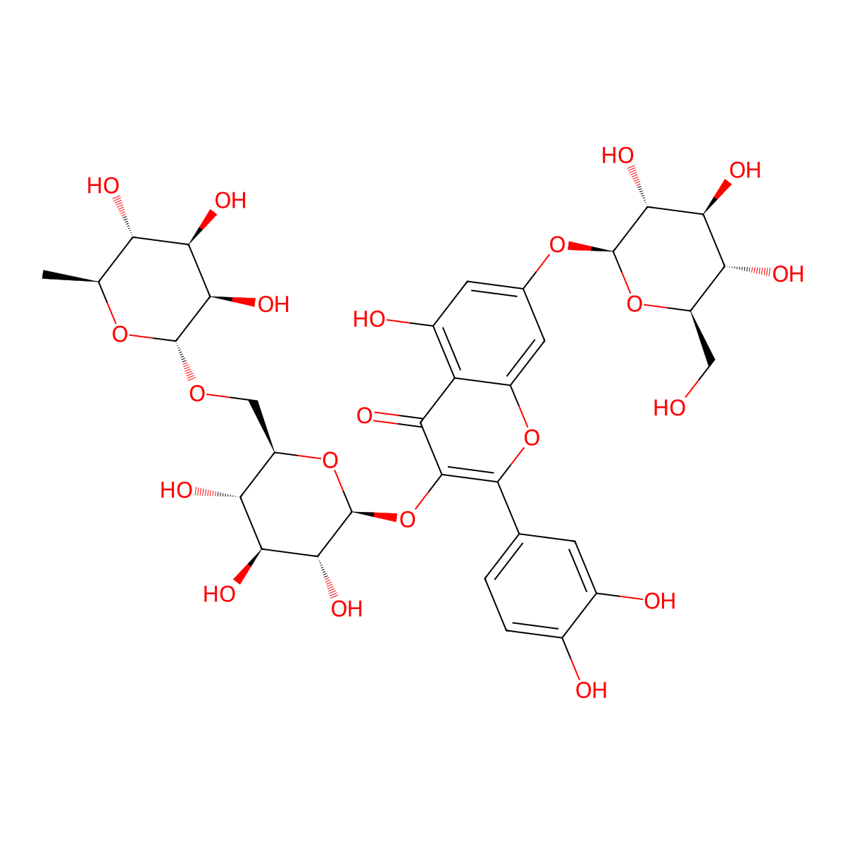 Quercetin 3-rutinoside-7-glucoside molecular structure, CAS 30311-61-6