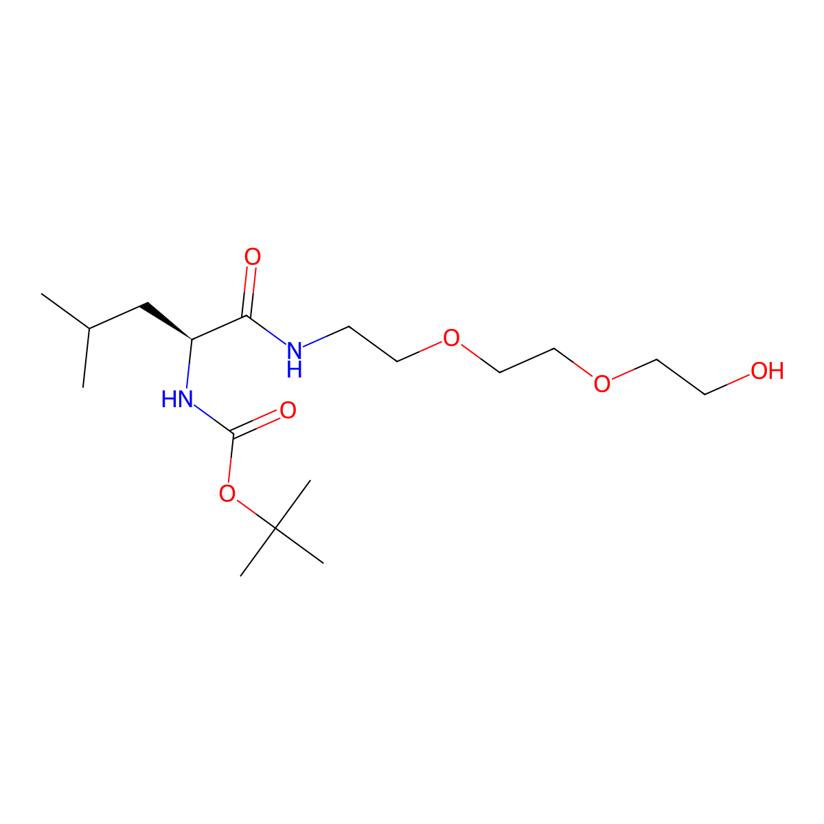 Tert-butyl (S)-(1-((2-(2-(2-hydroxyethoxy)ethoxy)ethyl)amino)-4-methyl-1-oxopentan-2-YL)carbamate molecular structure, CAS 3031101-97-7