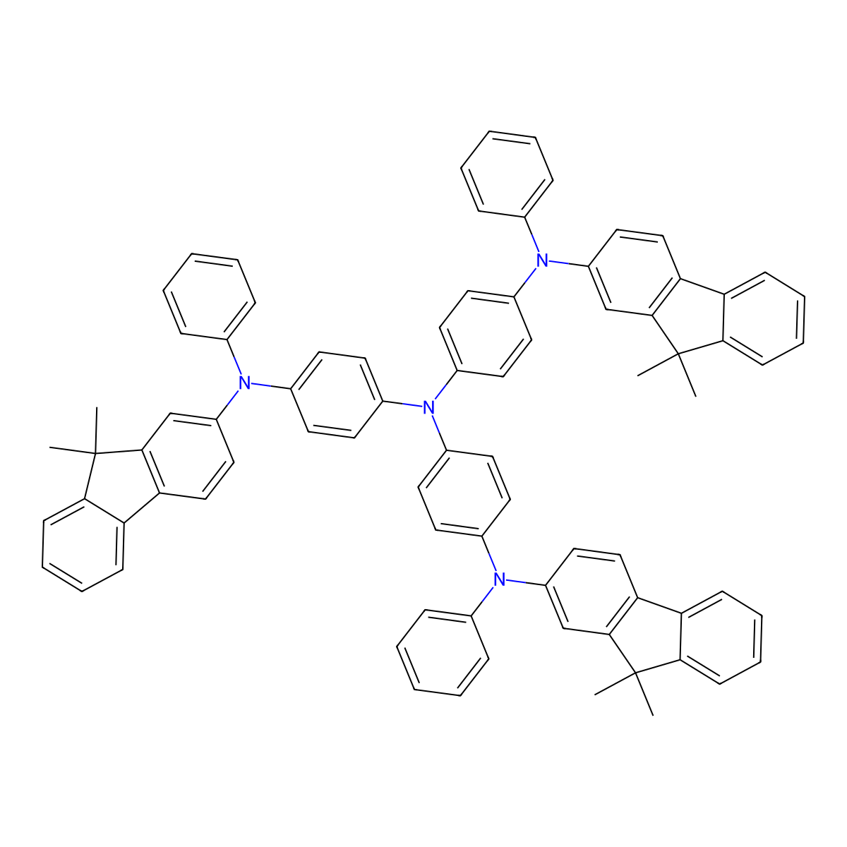 4,4',4''-Tris[9,9-dimethylfluoren-2-yl(phenyl)amino]triphenylamine molecular structure, CAS 303111-06-0