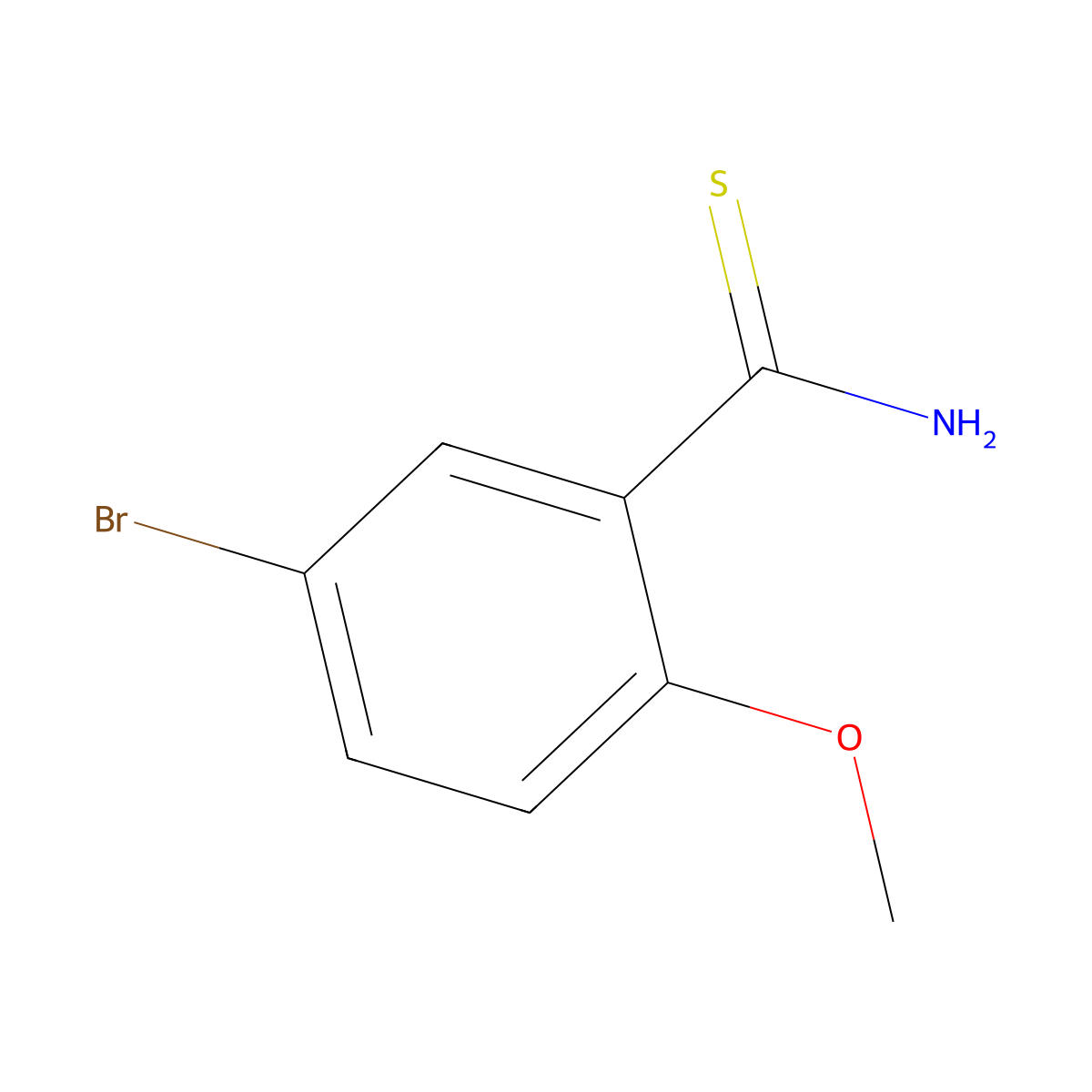 5-Bromo-2-methoxybenzene-1-carbothioamide molecular structure, CAS 303111-32-2
