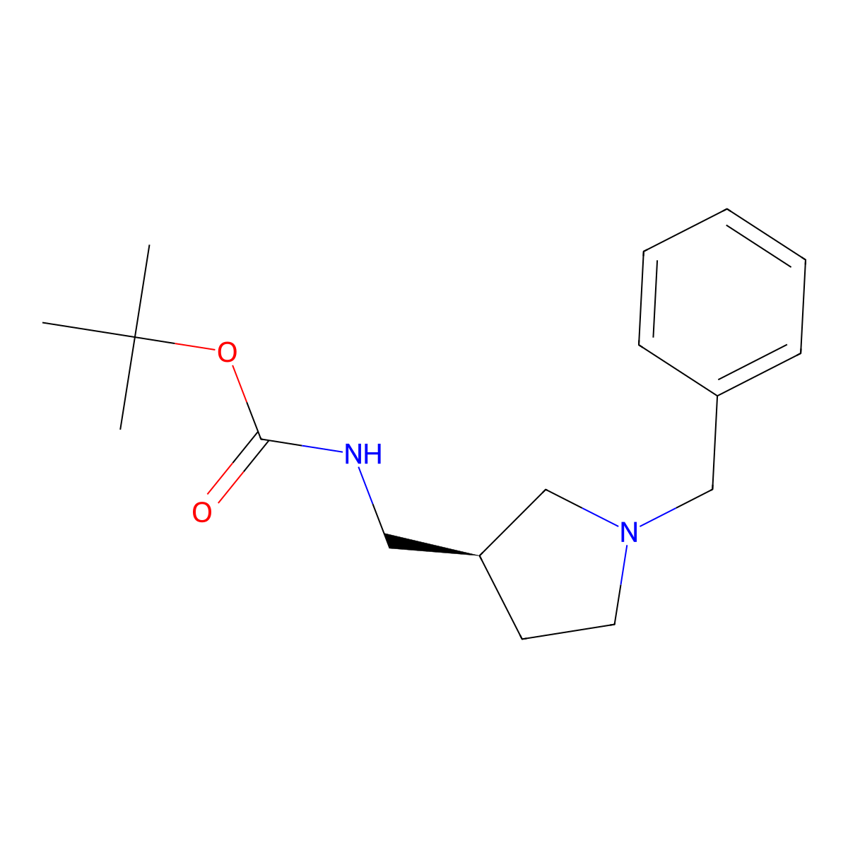 (S)-tert-Butyl ((1-benzylpyrrolidin-3-yl)methyl)carbamate molecular structure, CAS 303111-41-3