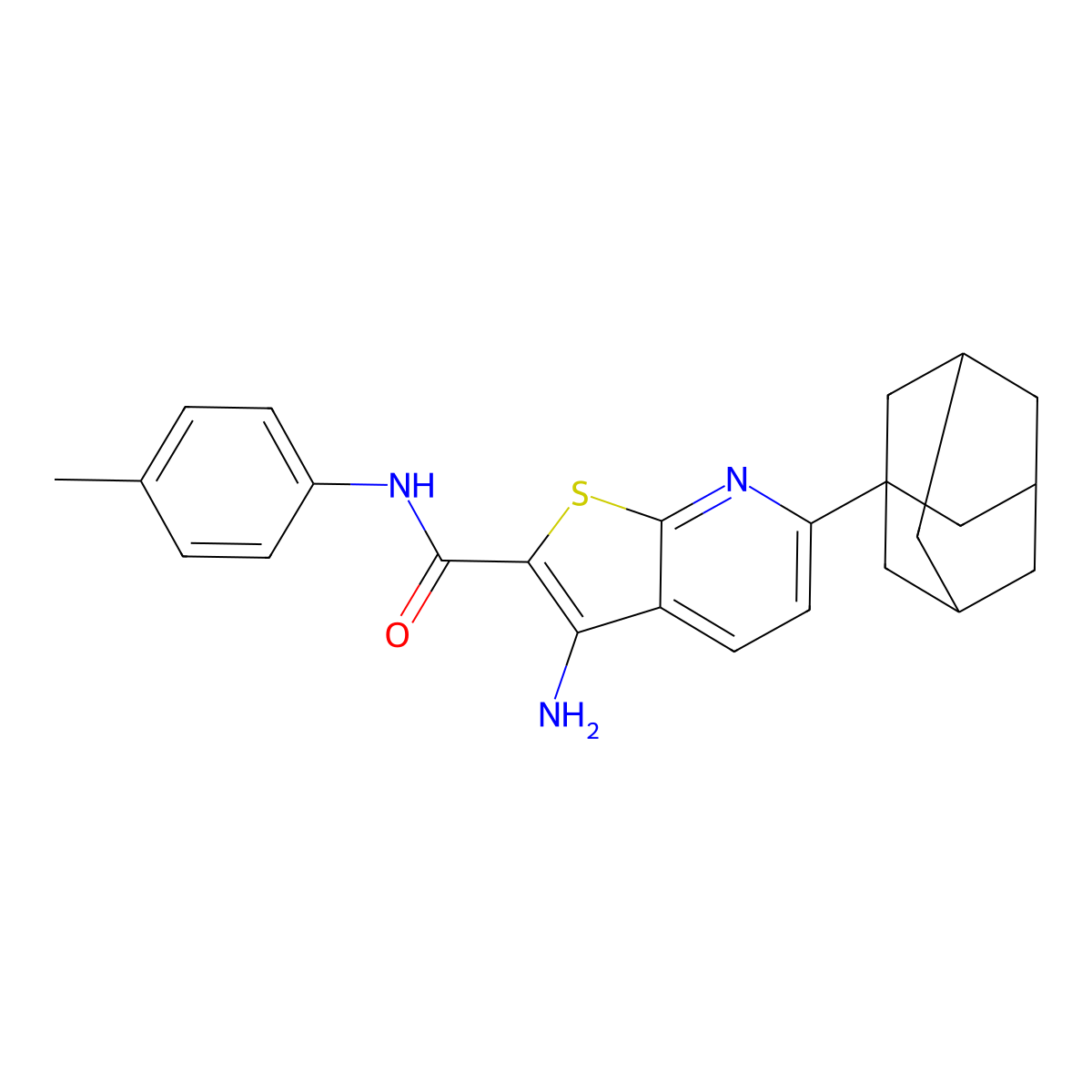 6-(1-adamantyl)-3-amino-N-(4-methylphenyl)thieno[2,3-b]pyridine-2-carboxamide molecular structure, CAS 303115-00-6