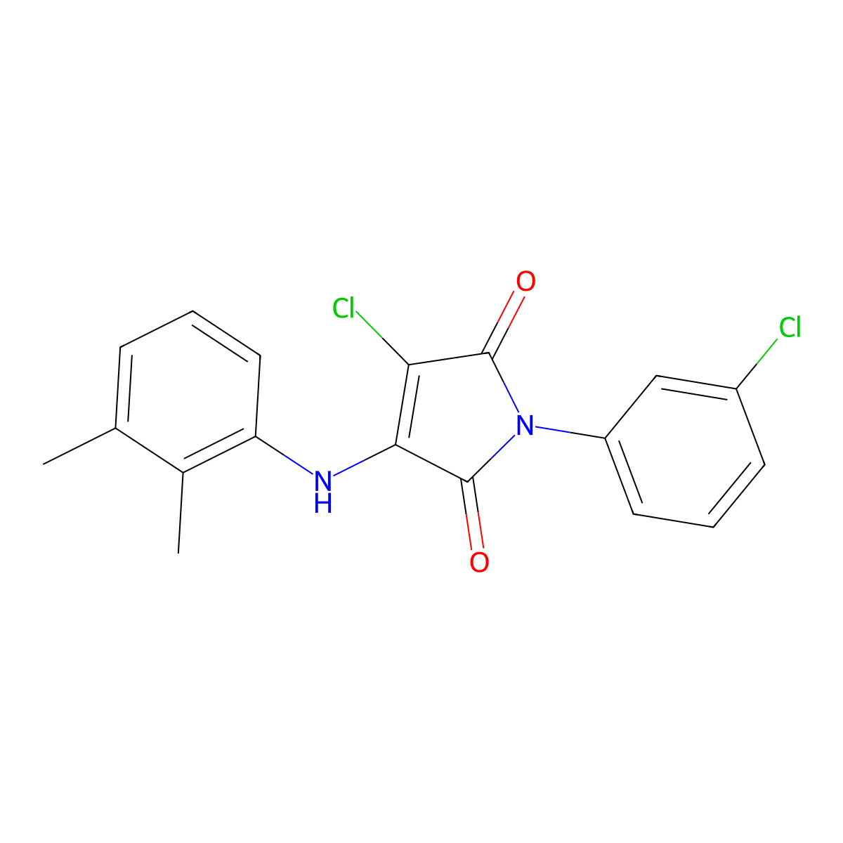 3-chloro-1-(3-chlorophenyl)-4-((2,3-dimethylphenyl)amino)-1H-pyrrole-2,5-dione molecular structure, CAS 303115-92-6