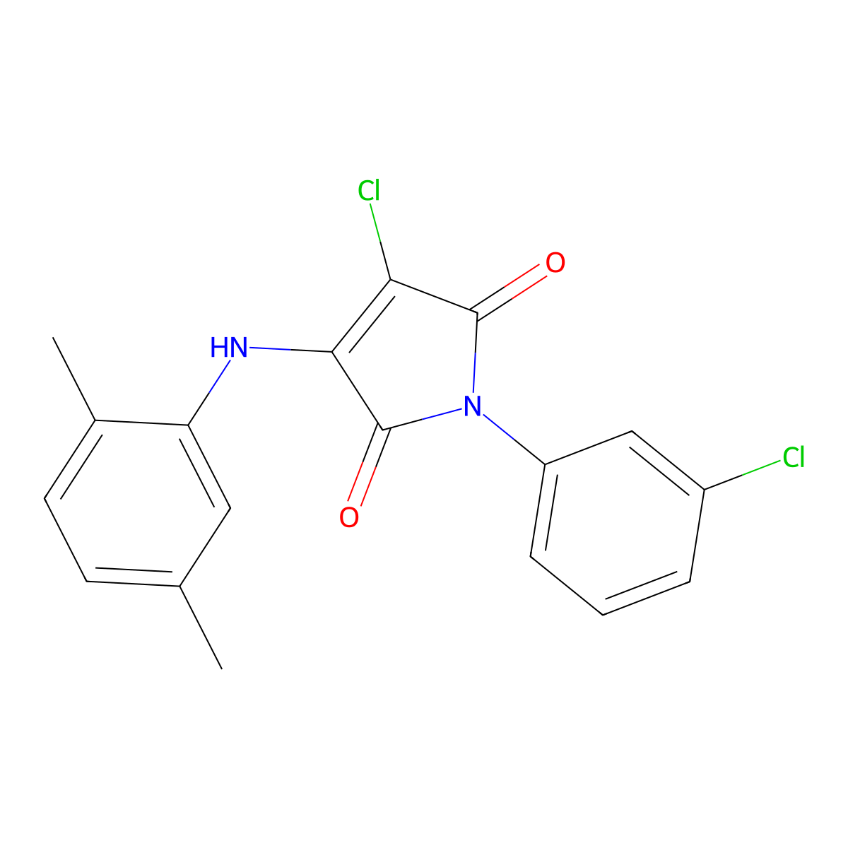 3-chloro-1-(3-chlorophenyl)-4-((2,5-dimethylphenyl)amino)-1H-pyrrole-2,5-dione molecular structure, CAS 303115-94-8