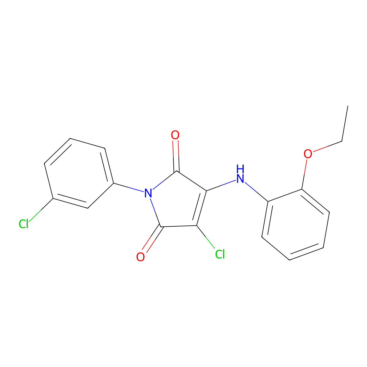 3-chloro-1-(3-chlorophenyl)-4-((2-ethoxyphenyl)amino)-1H-pyrrole-2,5-dione molecular structure, CAS 303116-01-0