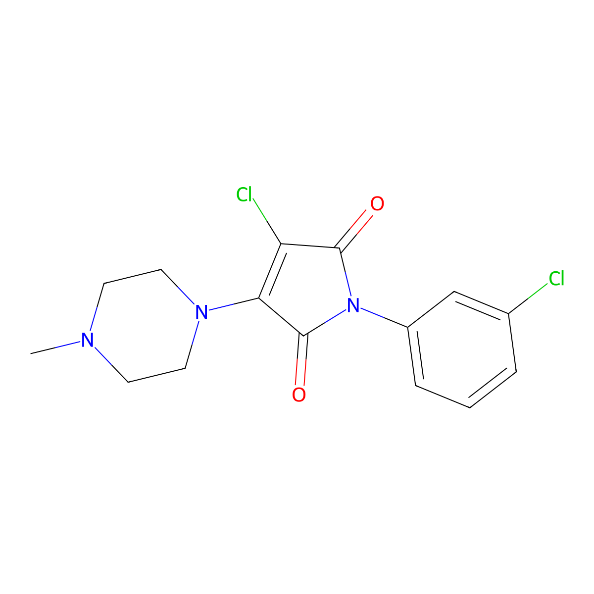 3-Chloro-1-(3-chlorophenyl)-4-(4-methylpiperazin-1-yl)pyrrole-2,5-dione molecular structure, CAS 303116-05-4