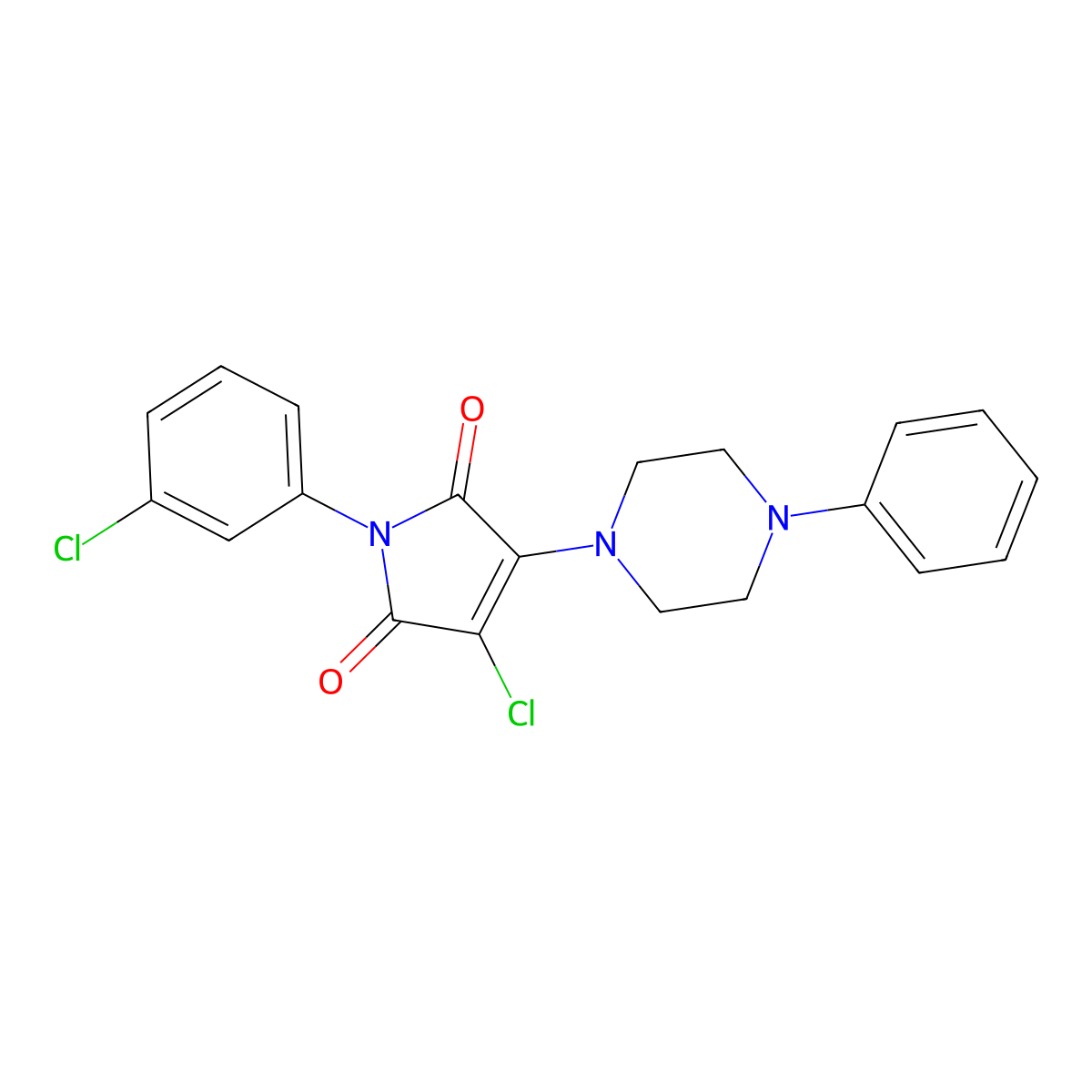 3-chloro-1-(3-chlorophenyl)-4-(4-phenyl-1-piperazinyl)-1H-pyrrole-2,5-dione molecular structure, CAS 303116-06-5