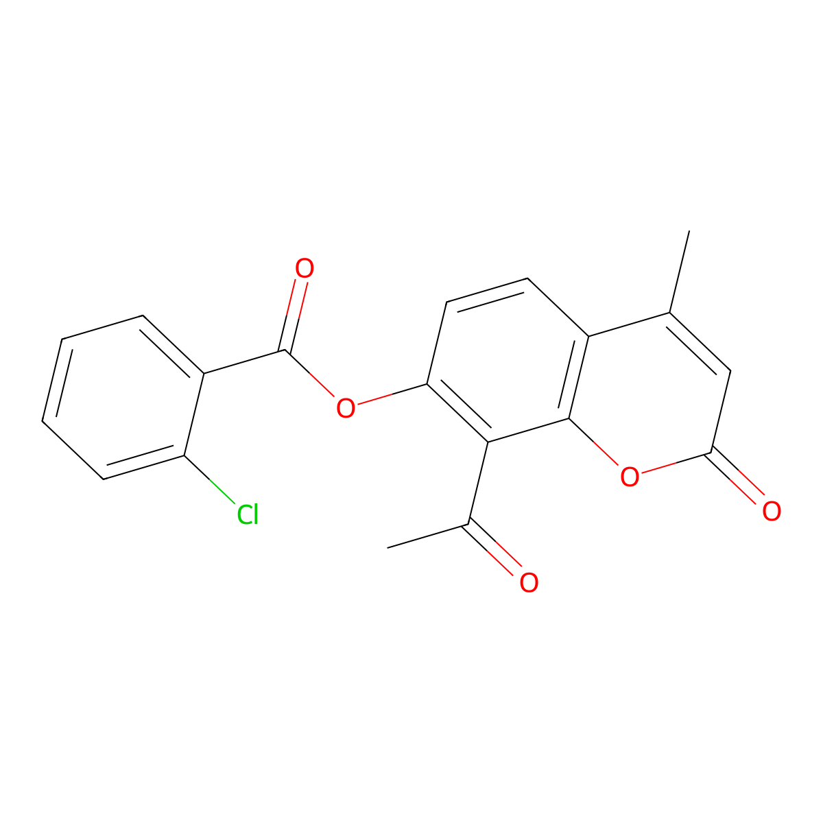 8-acetyl-4-methyl-2-oxo-2H-chromen-7-yl 2-chlorobenzoate molecular structure, CAS 303116-26-9