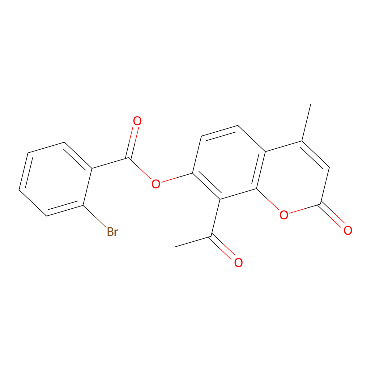 8-acetyl-4-methyl-2-oxo-2H-chromen-7-yl 2-bromobenzoate molecular structure, CAS 303116-27-0