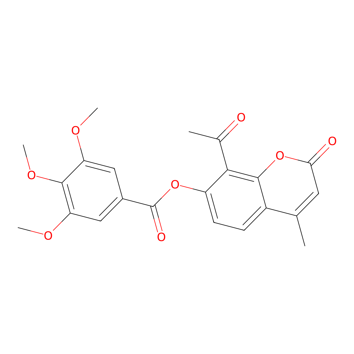 8-acetyl-4-methyl-2-oxo-2H-chromen-7-yl 3,4,5-trimethoxybenzoate molecular structure, CAS 303116-28-1