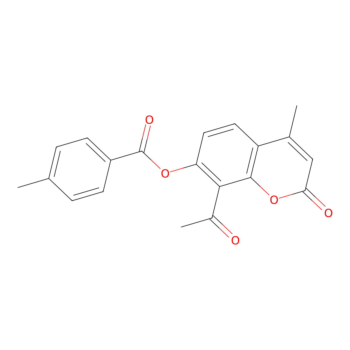 8-acetyl-4-methyl-2-oxo-2H-chromen-7-yl 4-methylbenzoate molecular structure, CAS 303116-29-2