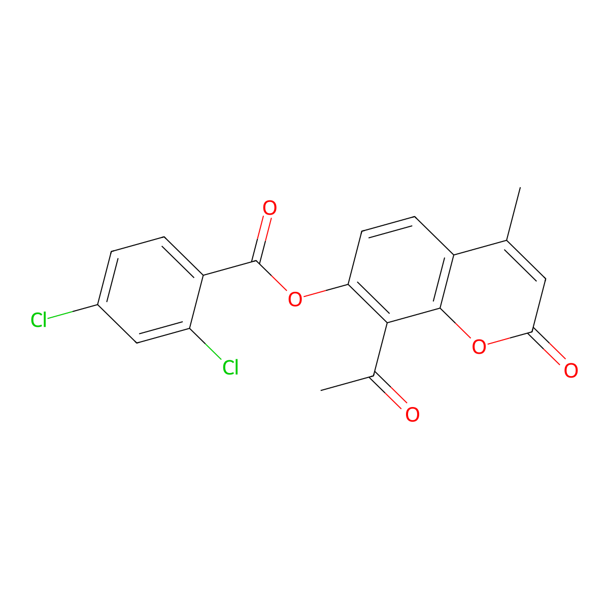 8-Acetyl-4-methyl-2-oxochromen-7-yl 2,4-dichlorobenzoate molecular structure, CAS 303116-30-5