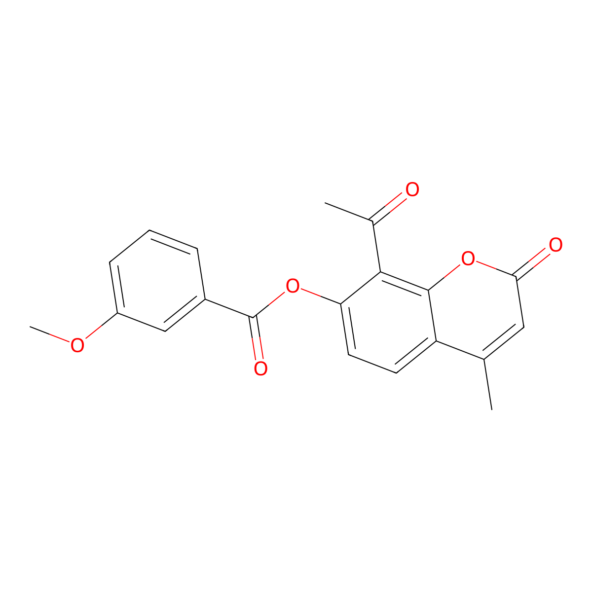 8-acetyl-4-methyl-2-oxo-2H-chromen-7-yl 3-methoxybenzoate molecular structure, CAS 303116-34-9