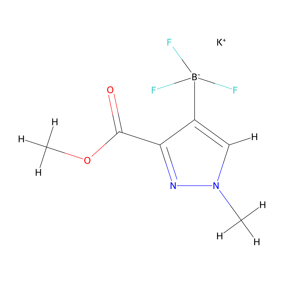 Potassium 3-(methoxycarbonyl)-1-methyl-1H-pyrazol-4-yltrifluoroborate molecular structure, CAS 3031170-12-1