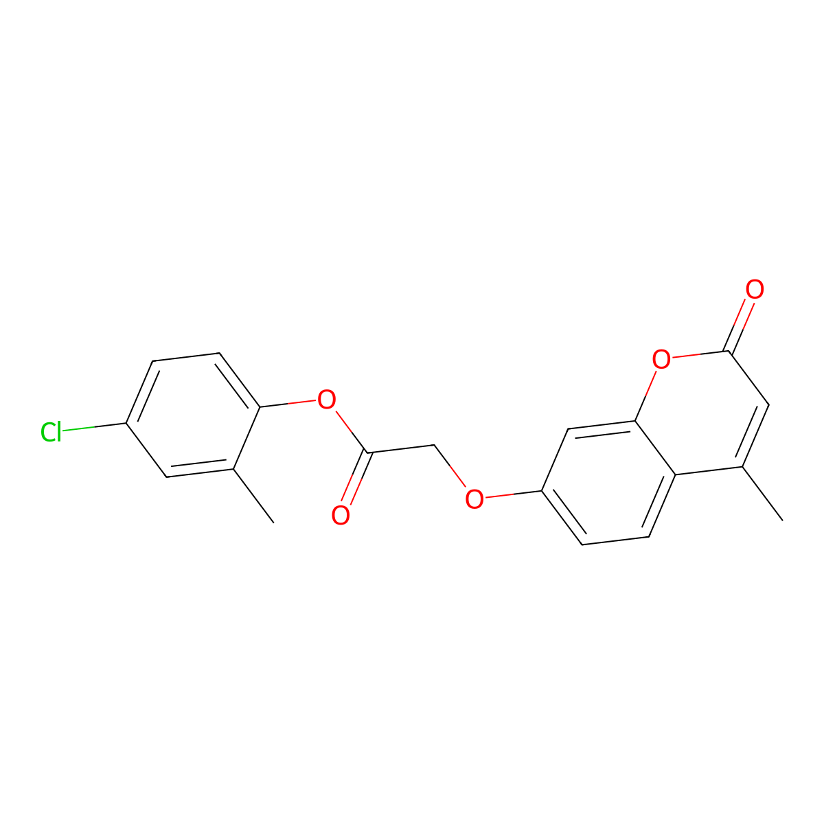 4-chloro-2-methylphenyl [(4-methyl-2-oxo-2H-chromen-7-yl)oxy]acetate molecular structure, CAS 303118-27-6