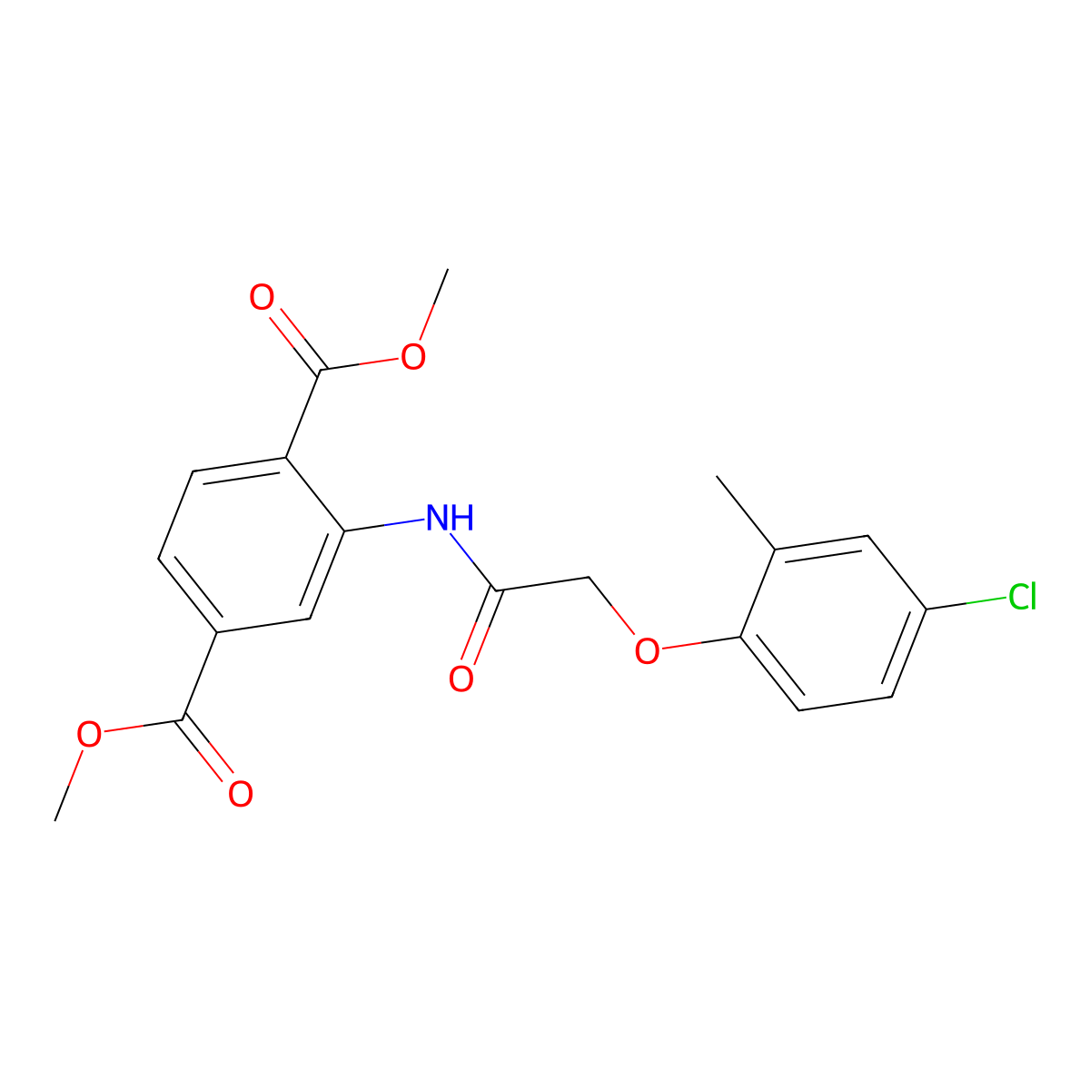 Dimethyl 2-{[(4-chloro-2-methylphenoxy)acetyl]amino}terephthalate molecular structure, CAS 303118-69-6