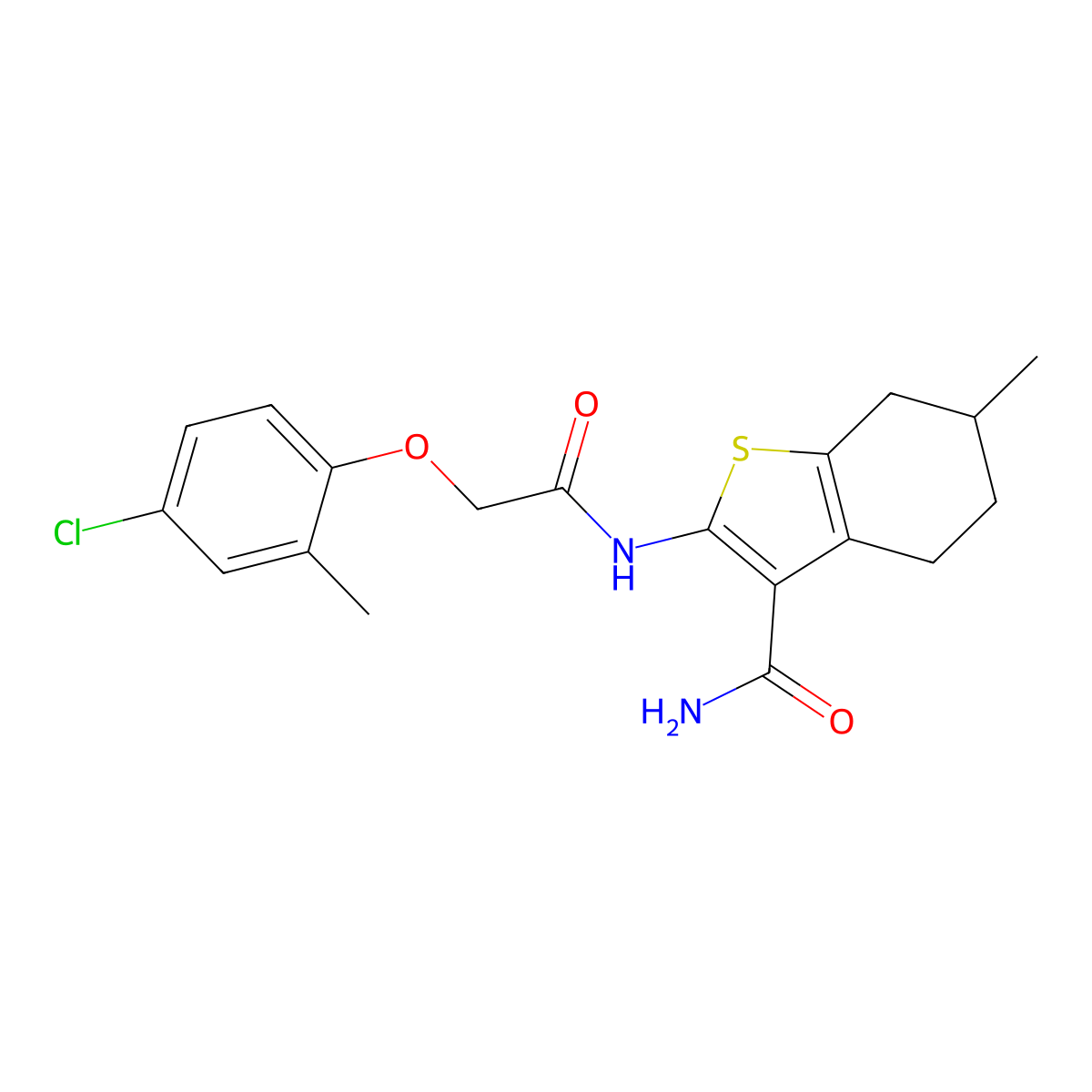 2-{[(4-Chloro-2-methylphenoxy)acetyl]amino}-6-methyl-4,5,6,7-tetrahydro-1-benzothiophene-3-carboxamide molecular structure, CAS 303118-82-3