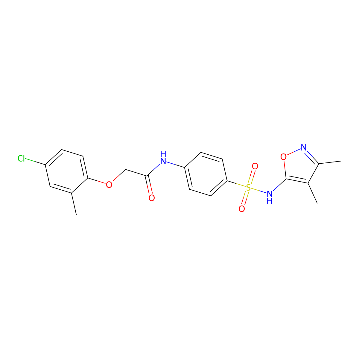 2-(4-chloro-2-methylphenoxy)-N-(4-(N-(3,4-dimethylisoxazol-5-yl)sulfamoyl)phenyl)acetamide molecular structure, CAS 303118-87-8