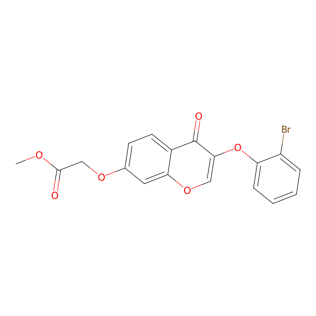 methyl 2-((3-(2-bromophenoxy)-4-oxo-4H-chromen-7-yl)oxy)acetate molecular structure, CAS 303119-35-9