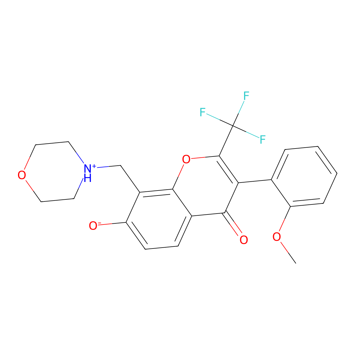 7-Hydroxy-3-(2-methoxyphenyl)-8-(morpholin-4-ylmethyl)-2-(trifluoromethyl)chromen-4-one molecular structure, CAS 303119-42-8