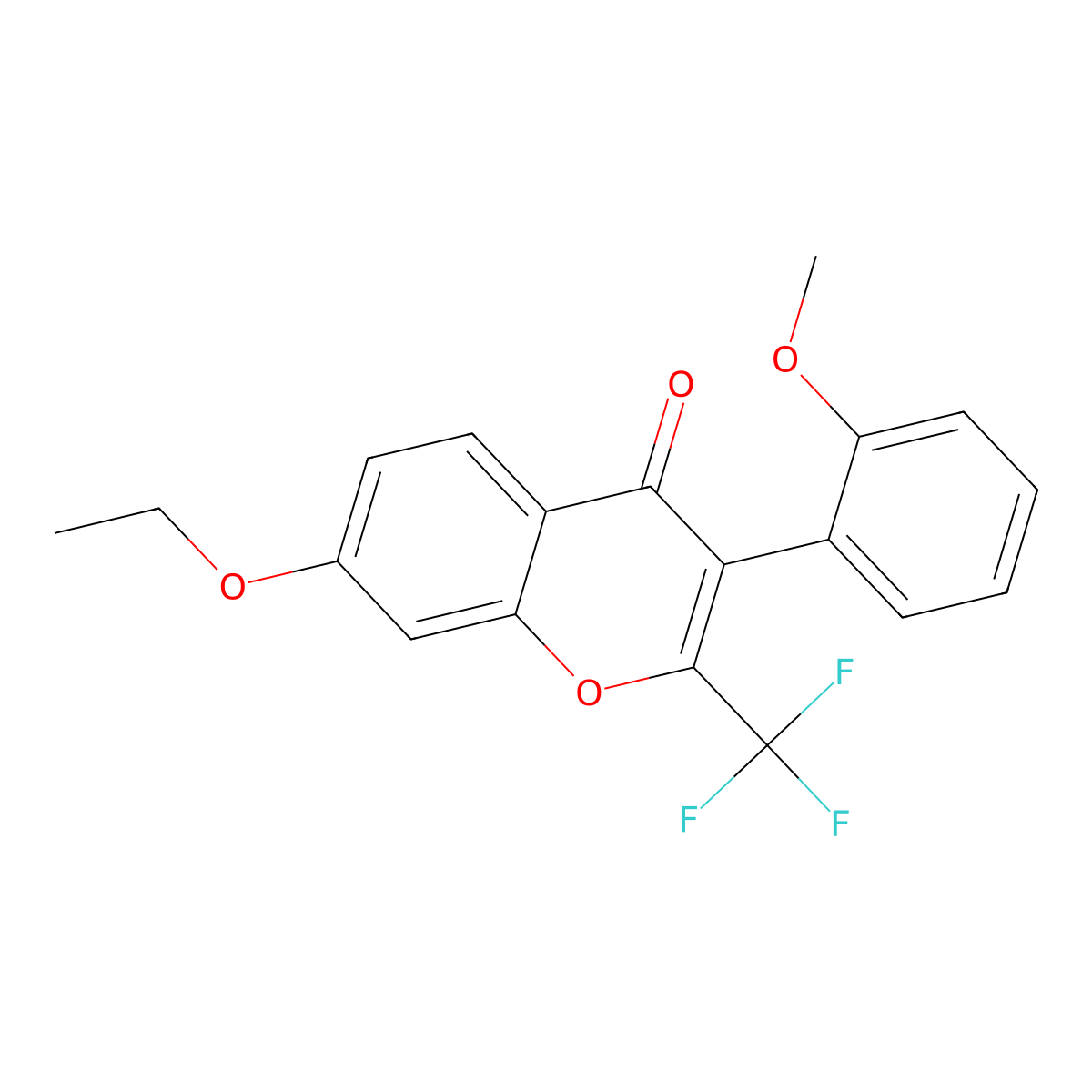 7-ethoxy-3-(2-methoxyphenyl)-2-(trifluoromethyl)-4H-chromen-4-one molecular structure, CAS 303119-57-5