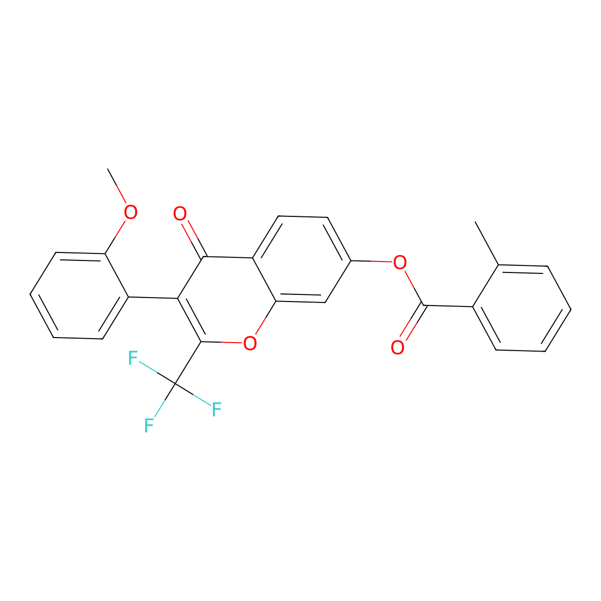 3-(2-methoxyphenyl)-4-oxo-2-(trifluoromethyl)-4H-chromen-7-yl 2-methylbenzoate molecular structure, CAS 303119-71-3