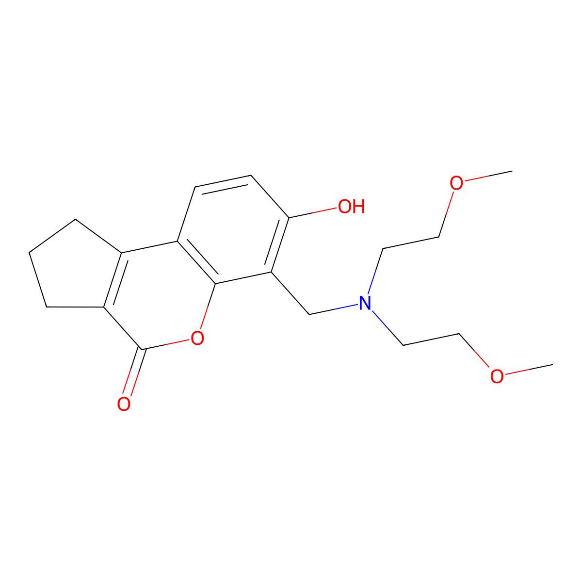 6-{[bis(2-methoxyethyl)amino]methyl}-7-hydroxy-2,3-dihydrocyclopenta[c]chromen-4(1H)-one molecular structure, CAS 303120-09-4