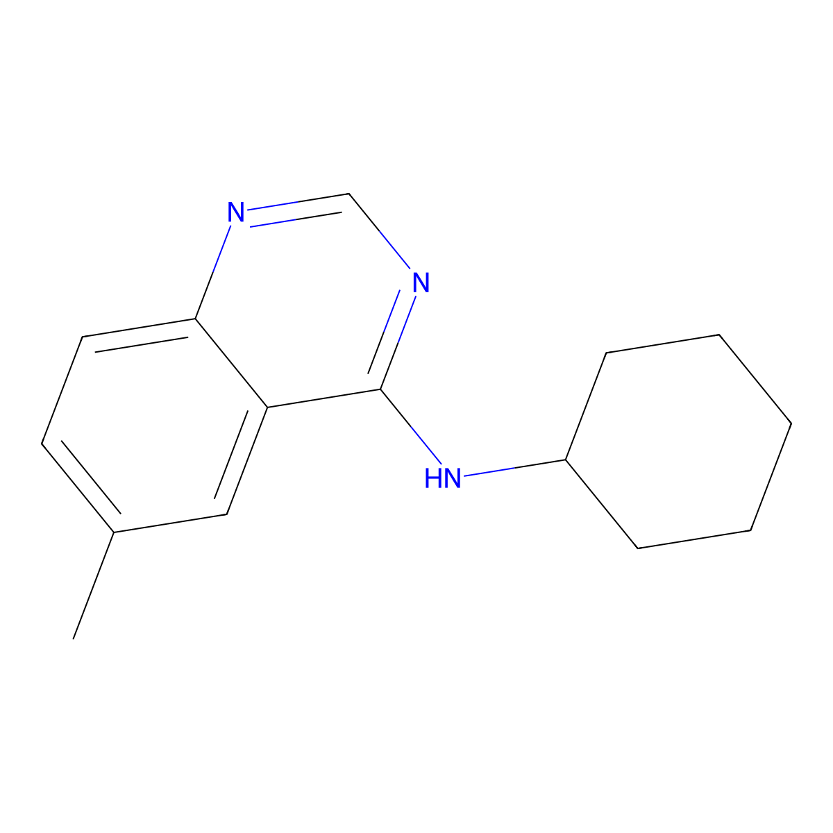N-cyclohexyl-6-methylquinazolin-4-amine molecular structure, CAS 303120-21-0