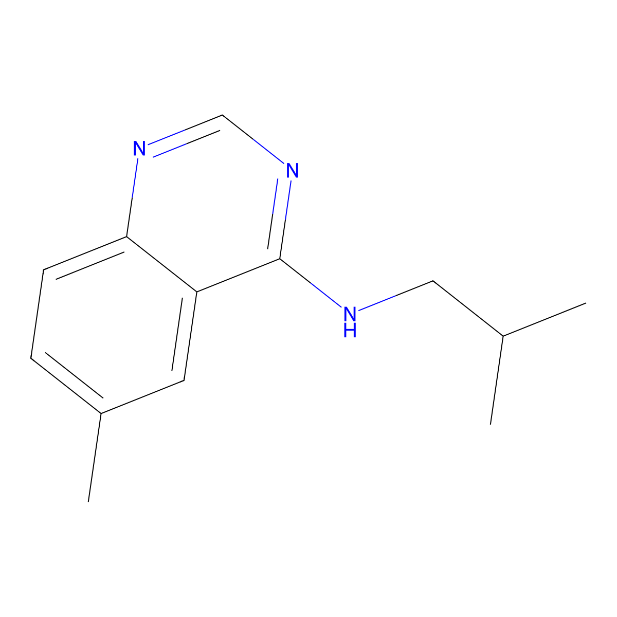 6-methyl-N-(2-methylpropyl)quinazolin-4-amine molecular structure, CAS 303120-23-2
