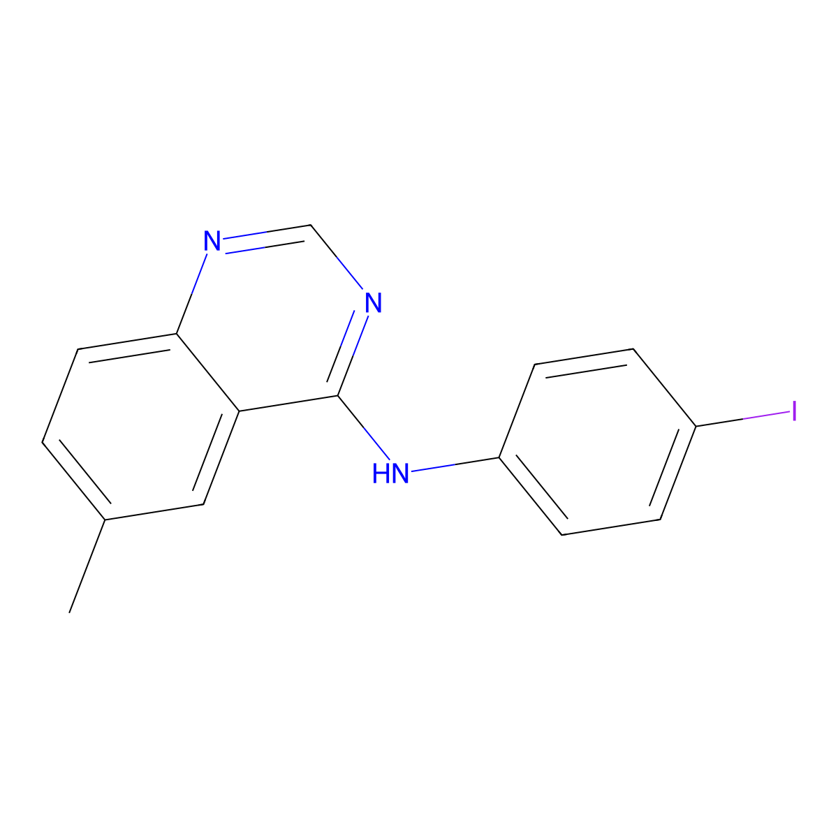 N-(4-iodophenyl)-6-methylquinazolin-4-amine molecular structure, CAS 303120-69-6