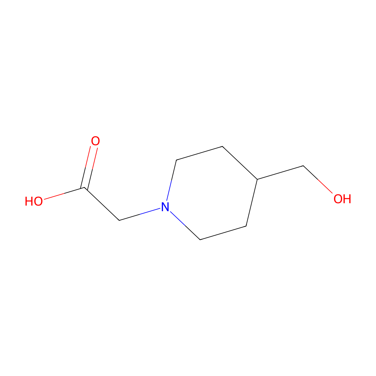 2-[4-(Hydroxymethyl)piperidin-1-yl]acetic acid molecular structure, CAS 303121-12-2