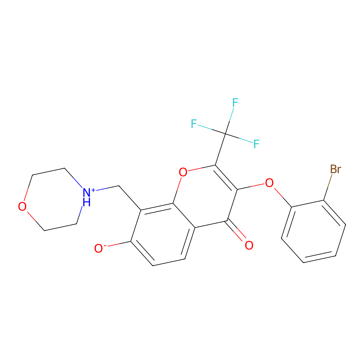 3-(2-bromophenoxy)-7-hydroxy-8-(4-morpholinylmethyl)-2-(trifluoromethyl)-4H-chromen-4-one molecular structure, CAS 303121-67-7