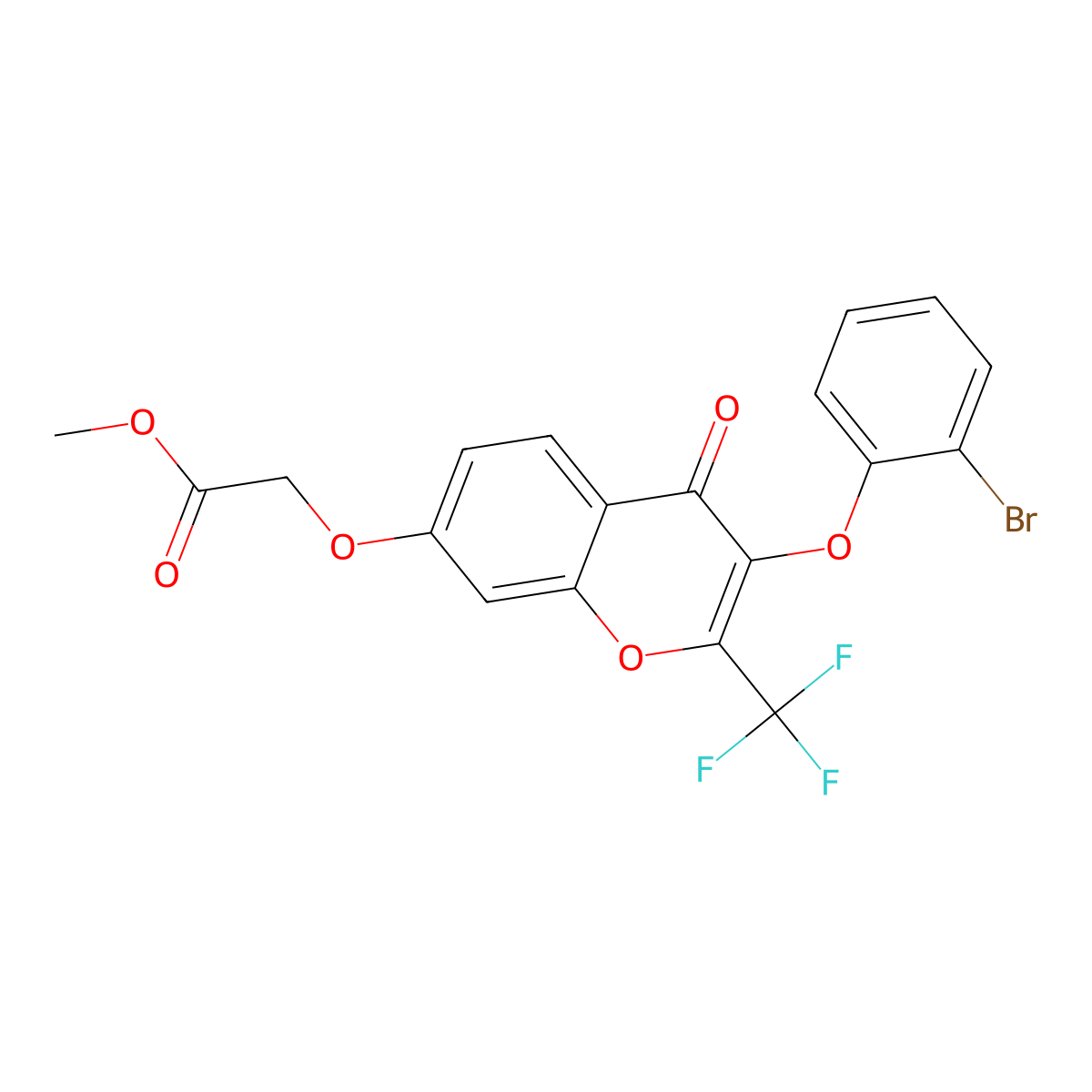Methyl 2-[3-(2-bromophenoxy)-4-oxo-2-(trifluoromethyl)chromen-7-yl]oxyacetate molecular structure, CAS 303121-84-8