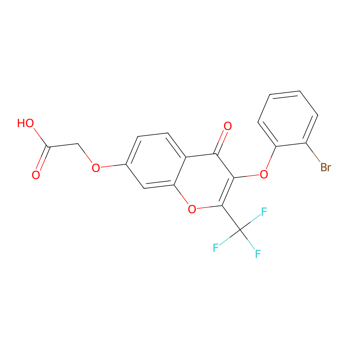2-[3-(2-Bromophenoxy)-4-oxo-2-(trifluoromethyl)chromen-7-yloxy]acetic acid molecular structure, CAS 303121-86-0