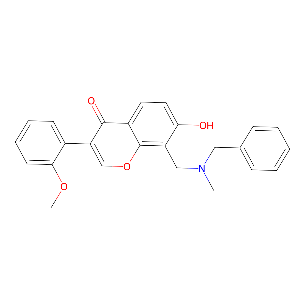 8-{[benzyl(methyl)amino]methyl}-7-hydroxy-3-(2-methoxyphenyl)-4H-chromen-4-one molecular structure, CAS 303122-09-0