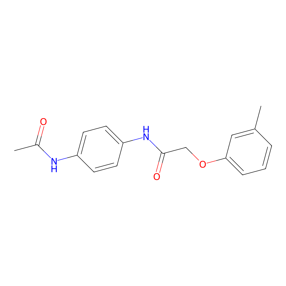N-(4-acetamidophenyl)-2-(3-methylphenoxy)acetamide molecular structure, CAS 303122-34-1