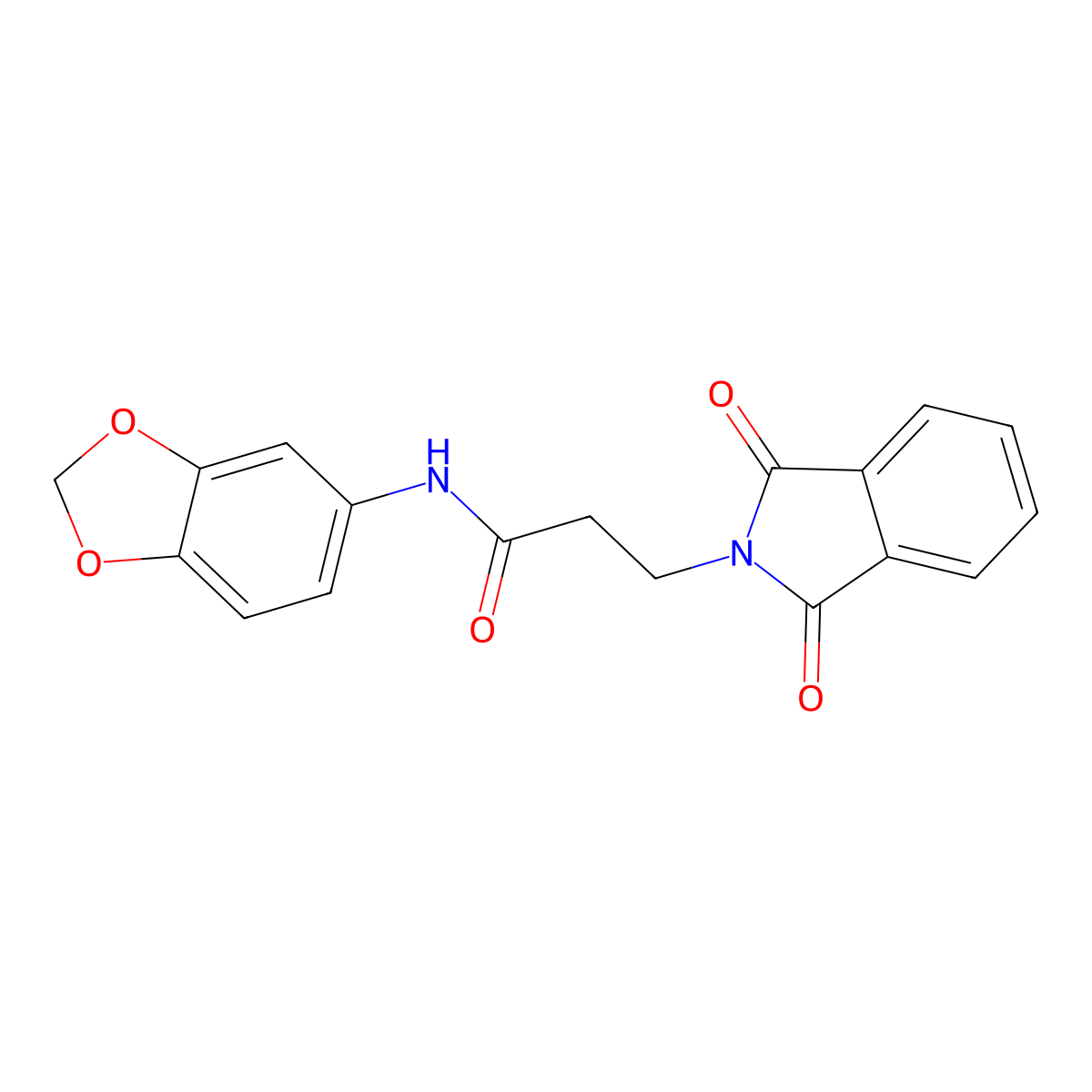 N-Benzo[1,3]dioxol-5-yl-3-(1,3-dioxo-1,3-dihydro-isoindol-2-yl)-propionamide molecular structure, CAS 303122-44-3