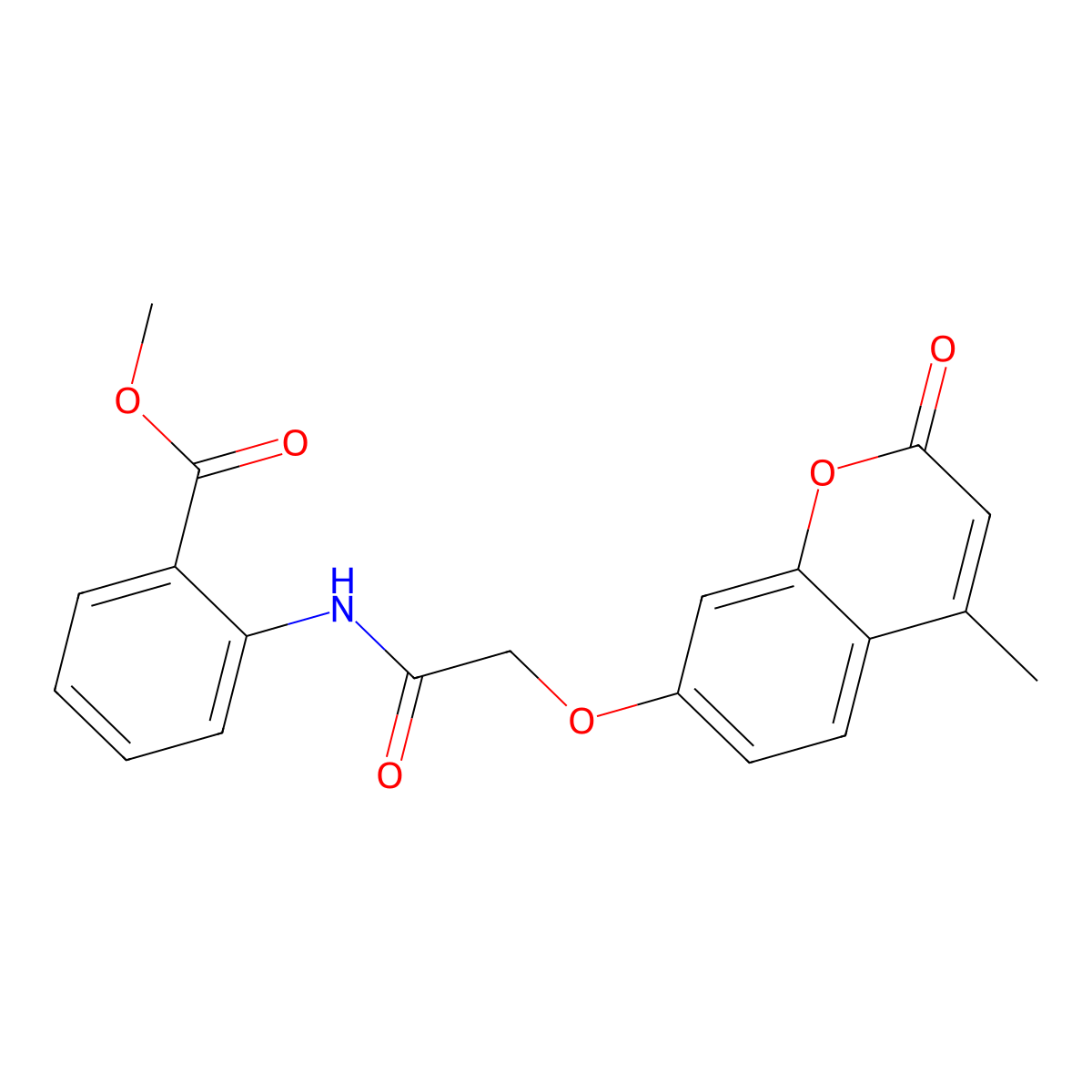 Methyl 2-[[2-(4-methyl-2-oxochromen-7-yl)oxyacetyl]amino]benzoate molecular structure, CAS 303122-50-1
