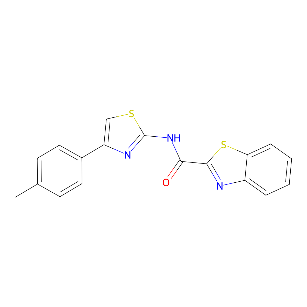 N-[4-(4-methylphenyl)-1,3-thiazol-2-yl]-1,3-benzothiazole-2-carboxamide molecular structure, CAS 303124-30-3