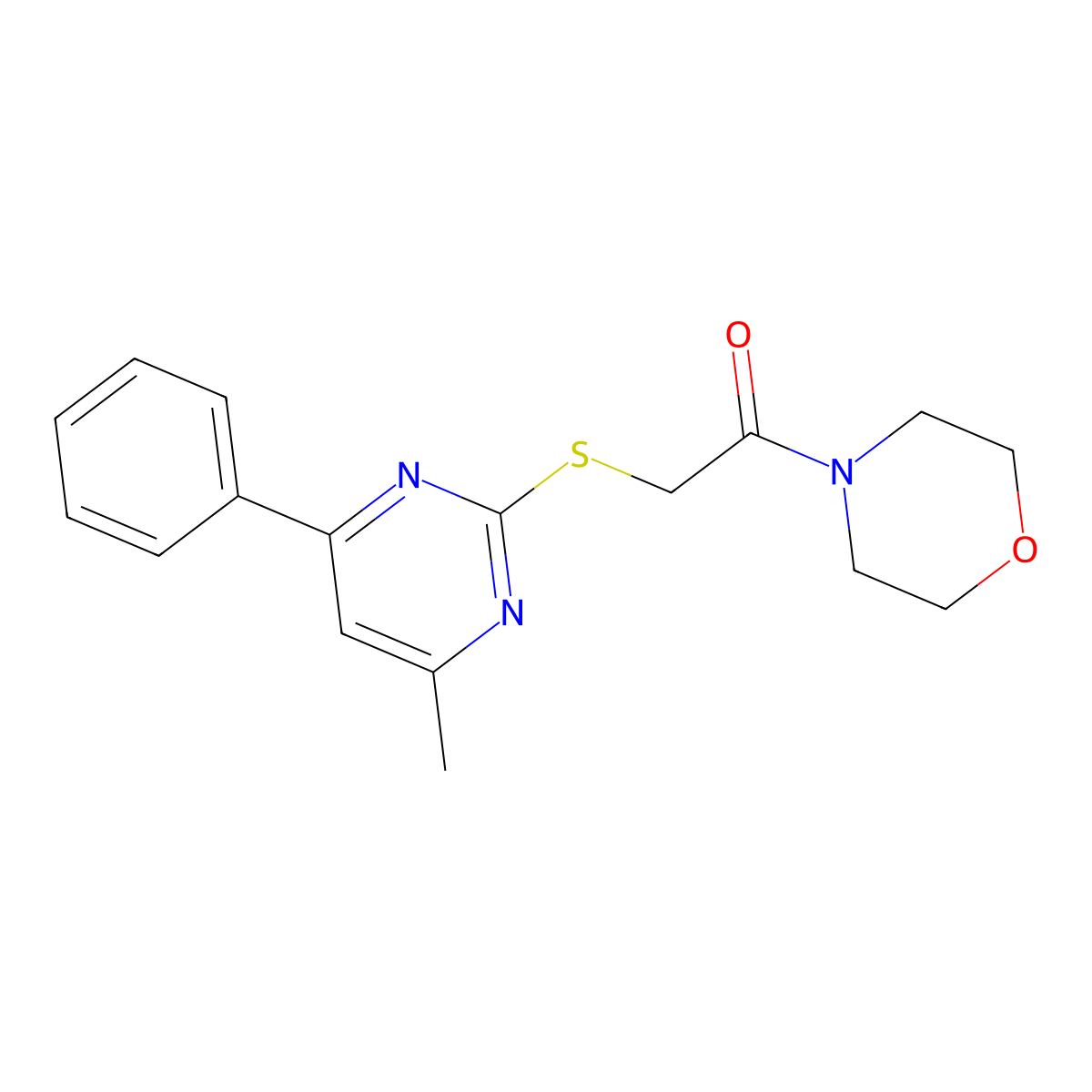 2-(4-Methyl-6-phenylpyrimidin-2-yl)sulfanyl-1-morpholin-4-ylethanone molecular structure, CAS 303124-51-8