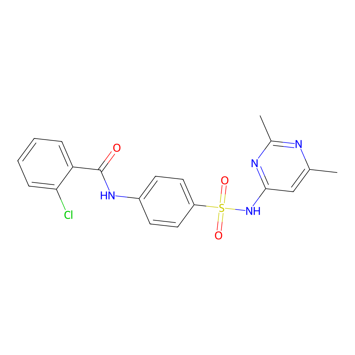 2-chloro-N-{4-[(2,6-dimethylpyrimidin-4-yl)sulfamoyl]phenyl}benzamide molecular structure, CAS 303124-63-2