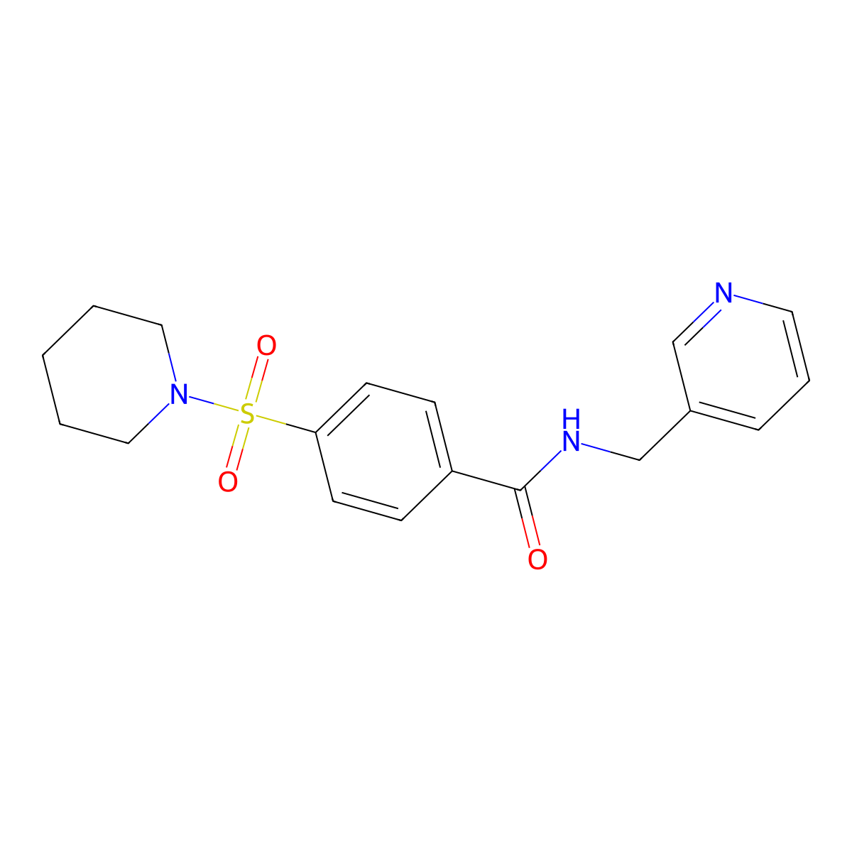 4-(piperidin-1-ylsulfonyl)-N-(pyridin-3-ylmethyl)benzamide molecular structure, CAS 303125-47-5