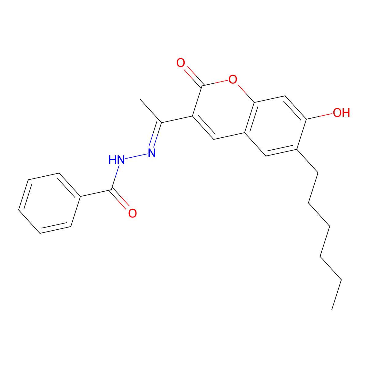 N'-[1-(6-Hexyl-7-hydroxy-2-oxo-2H-chromen-3-yl)ethylidene]benzohydrazide molecular structure, CAS 303126-20-7