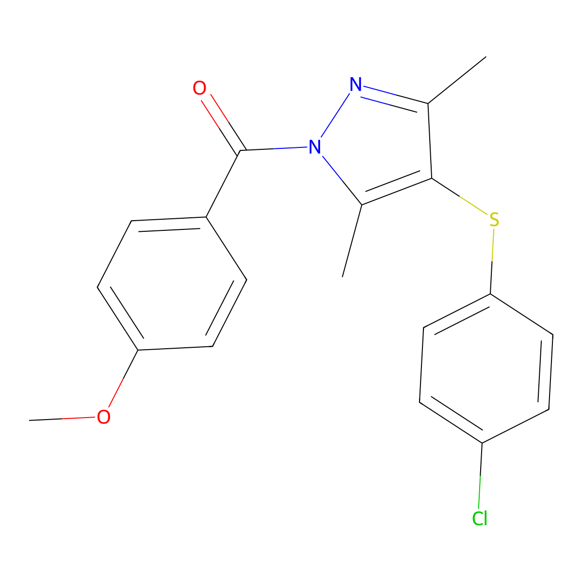 4-[(4-chlorophenyl)sulfanyl]-1-(4-methoxybenzoyl)-3,5-dimethyl-1H-pyrazole molecular structure, CAS 303126-40-1