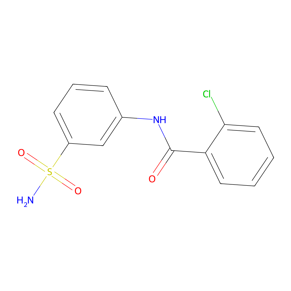 2-chloro-N-(3-sulfamoylphenyl)benzamide molecular structure, CAS 303126-57-0