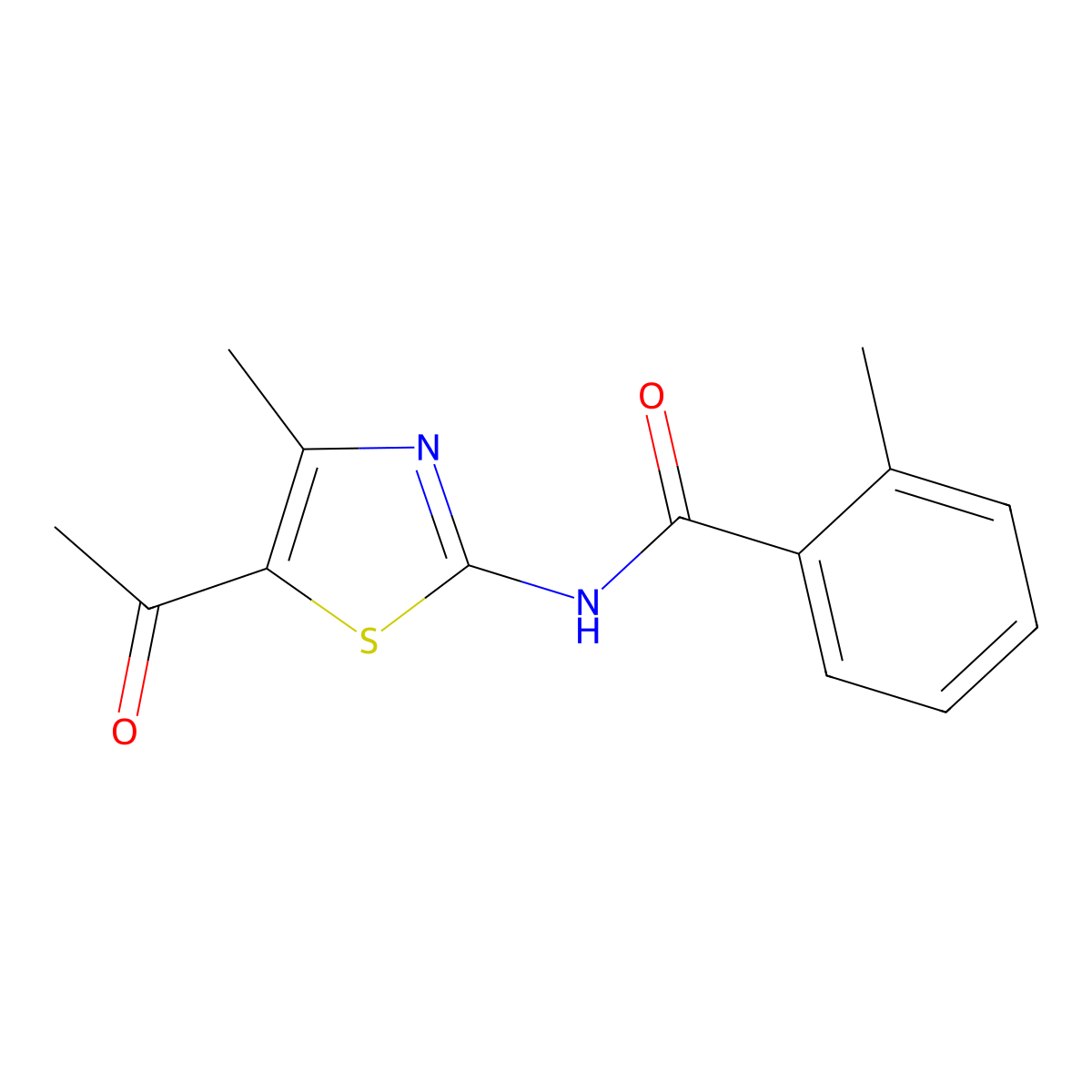 N-(5-acetyl-4-methyl-1,3-thiazol-2-yl)-2-methylbenzamide molecular structure, CAS 303126-91-2